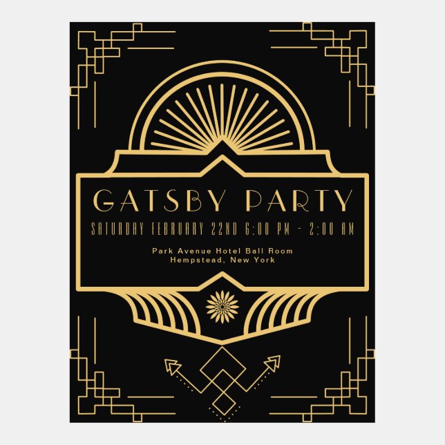 Jazzy Great Gatsby Party Invitation (Front)