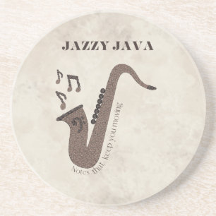 Jazzy Java-Coffee Beans-Saxophone- Coaster