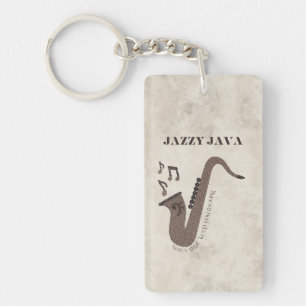Jazzy Java-Coffee Beans-Saxophone- Key Ring