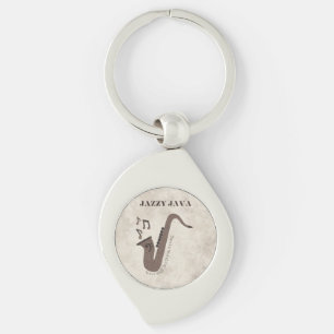 Jazzy Java-Coffee Beans-Saxophone- Key Ring