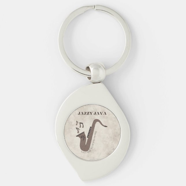 Jazzy Java-Coffee Beans-Saxophone- Key Ring (Front)