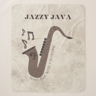 Jazzy Java-Coffee Beans-Saxophone- Sherpa Blanket