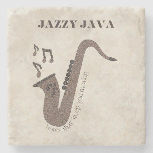 Jazzy Java-Coffee Beans-Saxophone- Stone Coaster