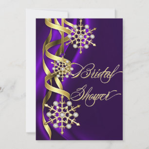 Jazzy Jewelled Snowflakes Purple & Gold Invitation