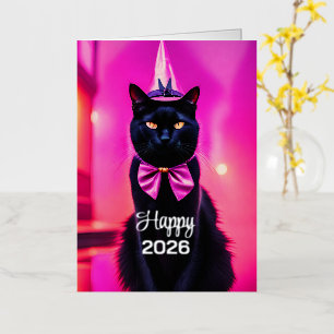 Jazzy Kitty   - Happy 2025 Foil Greeting Card