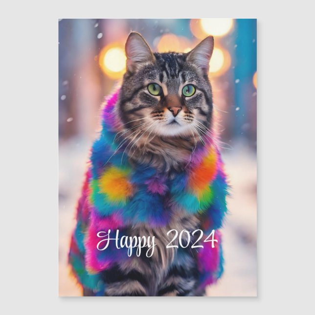 Jazzy Kitty   in fur  coat  - Happy 2024 (Front)