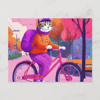 Jazzy Kitty's Back-to-School Ride Postcard