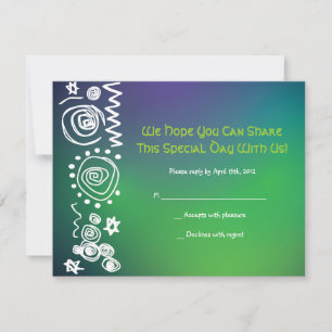 Jazzy Musical Bar Bat Mitzvah Invite Reply Card
