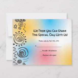 Jazzy Musical Bar Bat Mitzvah Invite reply card