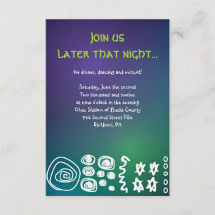 Jazzy Musical Bar Bat Mitzvah Party Reception Card