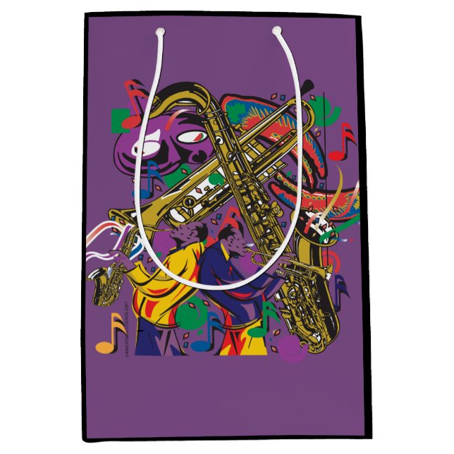 Jazzy New Orleans Music Fest Medium Gift Bag (Front)