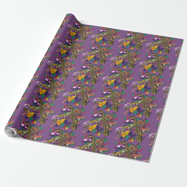 Jazzy New Orleans Music Fest Wrapping Paper (Unrolled)