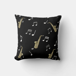 Jazzy Saxophone & Musical Notes Cushion