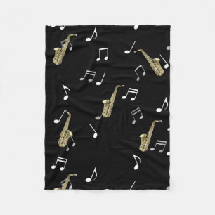 Jazzy Saxophone & Musical Notes Fleece Blanket
