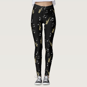 Jazzy Saxophone & Musical Notes  Leggings
