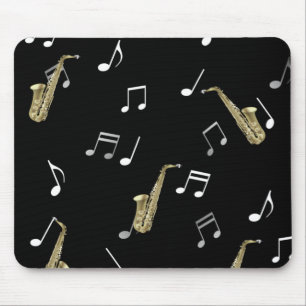 Jazzy Saxophone & Musical Notes Mouse Mat