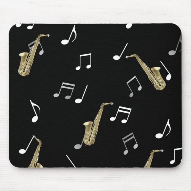 Jazzy Saxophone & Musical Notes  Mouse Mat (Front)