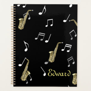 Jazzy Saxophone & Musical Notes  Planner