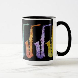 Jazzy Saxophones on Black (Change the Background) Mug