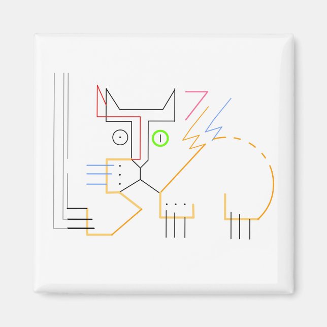 Jazzy, Scratching, Abstract Cat Magnet (Front)