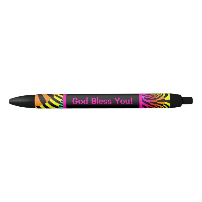 Jazzy Stripes God Bless You Black Ink Pen (Front)