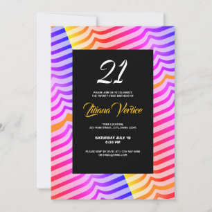 Jazzy Trippy Psychedelic Tropical Stripey Pattern  Invitation