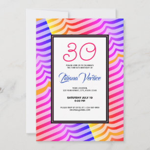 Jazzy Trippy Psychedelic Tropical Stripey Pattern  Invitation