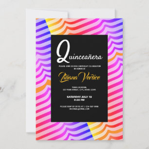 Jazzy Trippy Psychedelic Tropical Stripey Pattern  Invitation