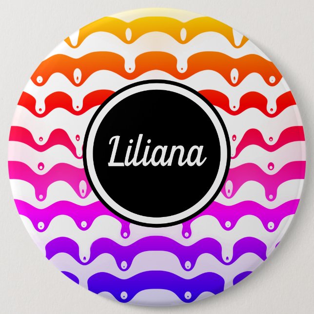 Jazzy Tropical psychedelic Dripping Stripes 6 Cm Round Badge (Front)