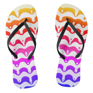 Jazzy Tropical Psychedelic Dripping Stripes Flip Flops