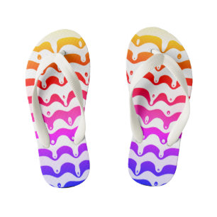 Jazzy Tropical Psychedelic Dripping Stripes Kid's Flip Flops