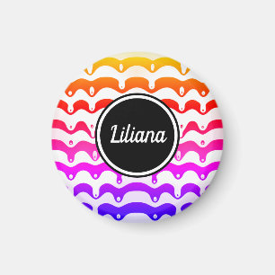Jazzy Tropical psychedelic Dripping Stripes Magnet