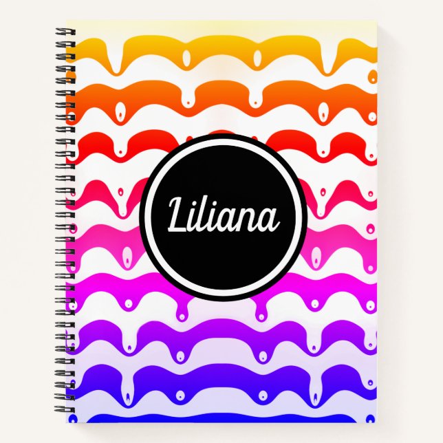 Jazzy Tropical psychedelic Dripping Stripes Notebook (Front)