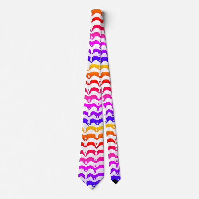 Jazzy Tropical Psychedelic Dripping Stripes Tie (Front)