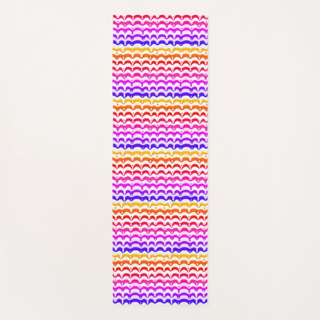Jazzy Tropical Psychedelic Dripping Stripes Yoga Mat (Front)