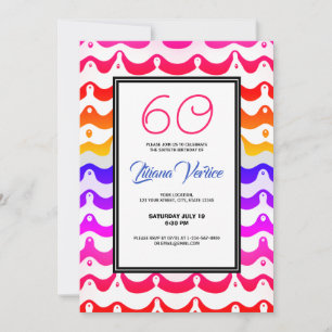 Jazzy Tropical Psychedelic Wavy Stripes Invitation