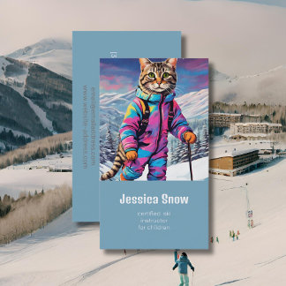 Jazzy  winter  cat -  ski business card
