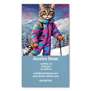 Jazzy  winter  cat   skiing 	Magnetic business card