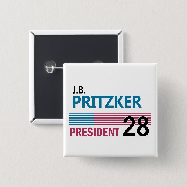 JB Pritzker 2028 15 Cm Square Badge (Front & Back)