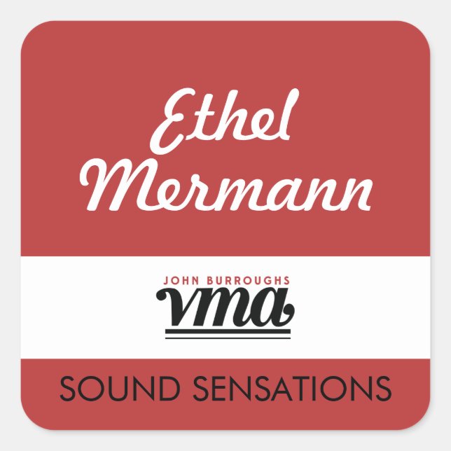 JBHS VMA Red Background with White Script  Square Sticker (Front)