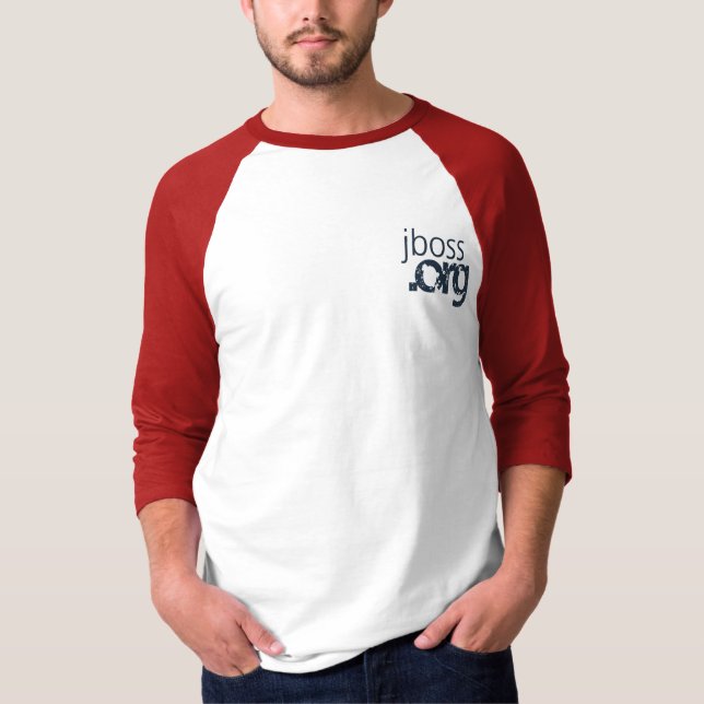 JBoss Tools Embraced Wordle Raglan 3/4 Red v2 T-Shirt (Front)