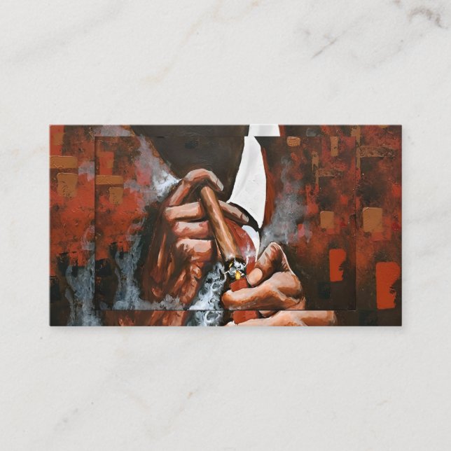 JBVVFG Man Smoking Cigar Poster Canvas Painting Business Card (Front)