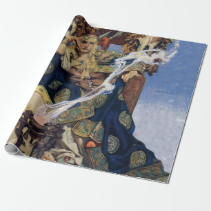 JC Leyendecker Queen Maeve Celtic Warrior Wrapping Paper