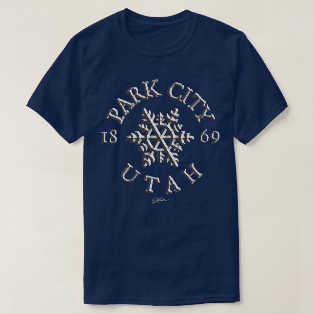 JCombs Park City, Utah, Snowflake  T-Shirt (Design Front)