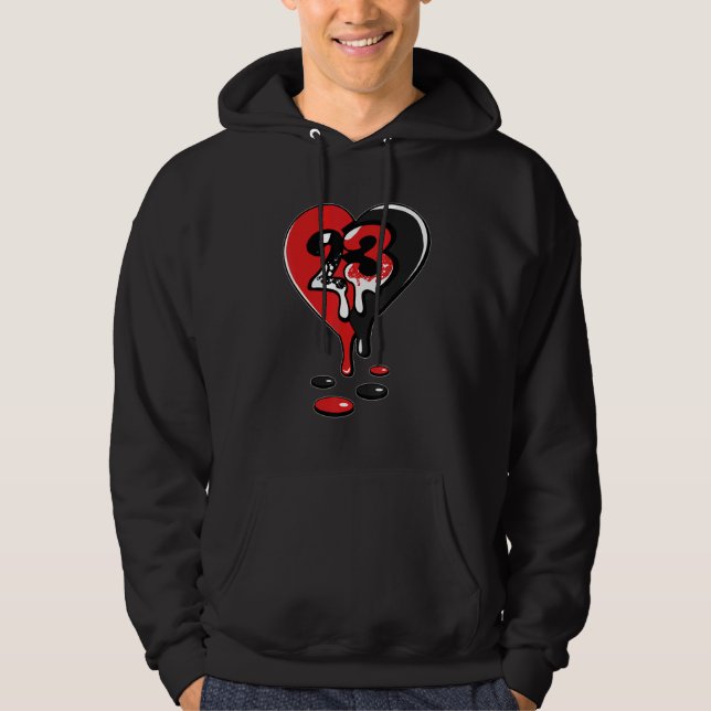 JD 4 Red Thunder 23 Drip Heart Red Thunder 4s Matc Hoodie (Front)