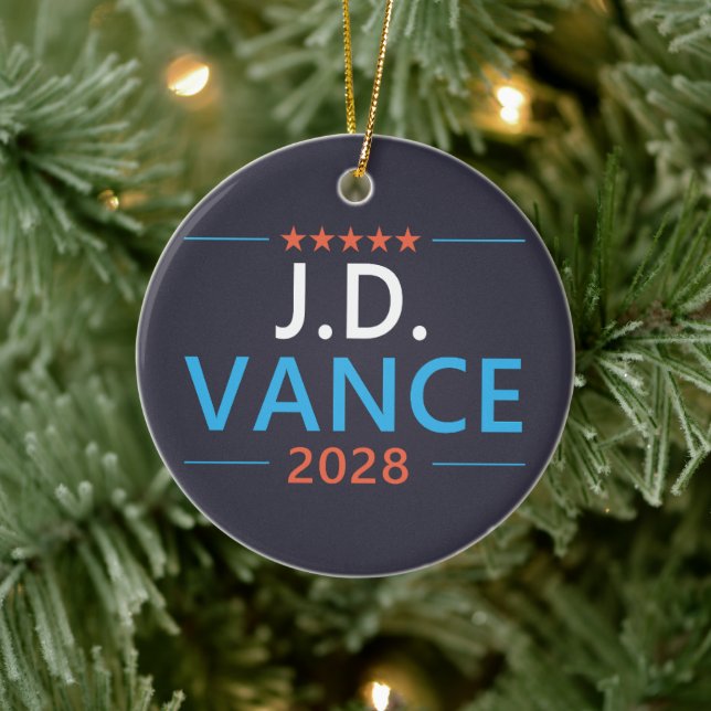JD Vance 2028 Republican Patriotic Ceramic Tree Decoration (Tree)