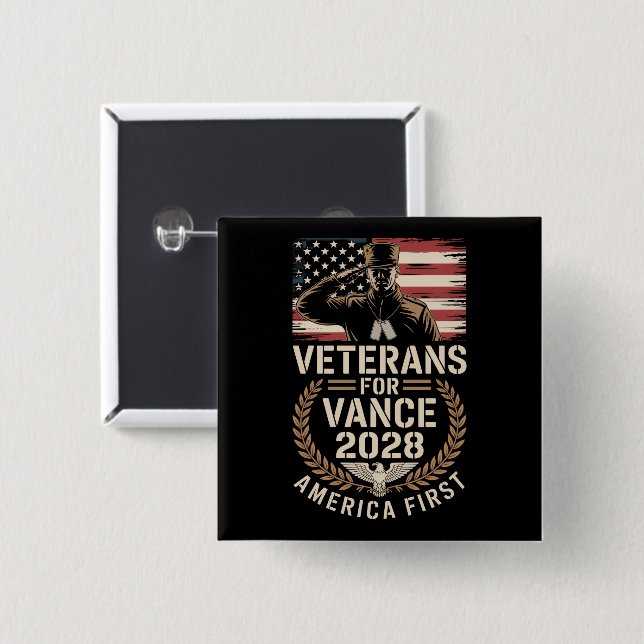 JD VANCE FOR PRESIDENT VETERANS 2028 Buttons (Front & Back)