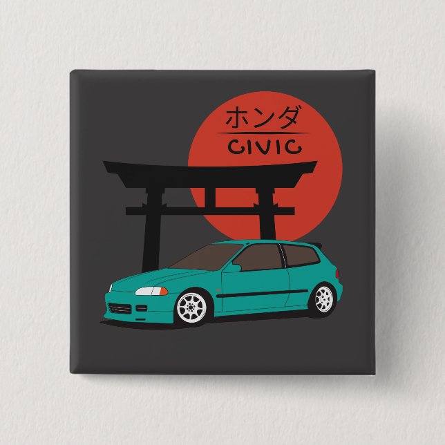 JDM Hatch Legend Torii Sunset Street Culture 15 Cm Square Badge (Front)