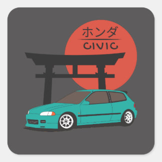 JDM Hatch Legend Torii Sunset Street Culture Square Sticker