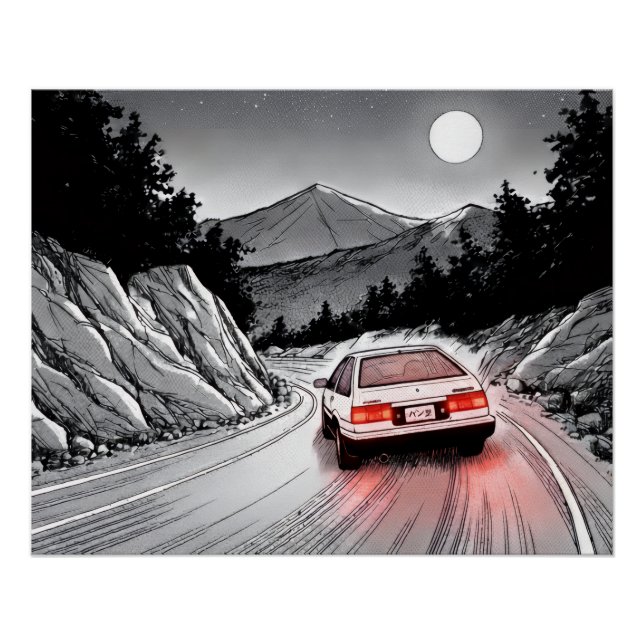 JDM Panda Manga Style Mountain Drift Poster (Front)